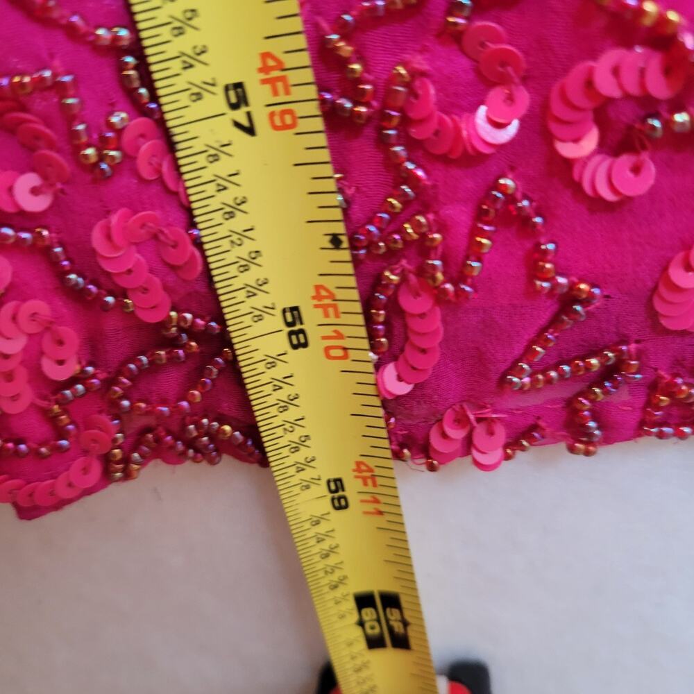 Scala Womens Beaded Silk One Shoulder Cut Out Maxi Dress Gown Size Small Pink - Picture 9 of 11